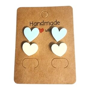 Blue Cream Heartstack Acrylic Stud Earrings – 2 Pair